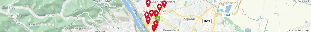 Map view for Pharmacies emergency services nearby Jedlesee (1210 - Floridsdorf, Wien)